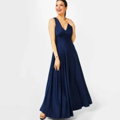 Bridesmaid Deep V Maxi Dress