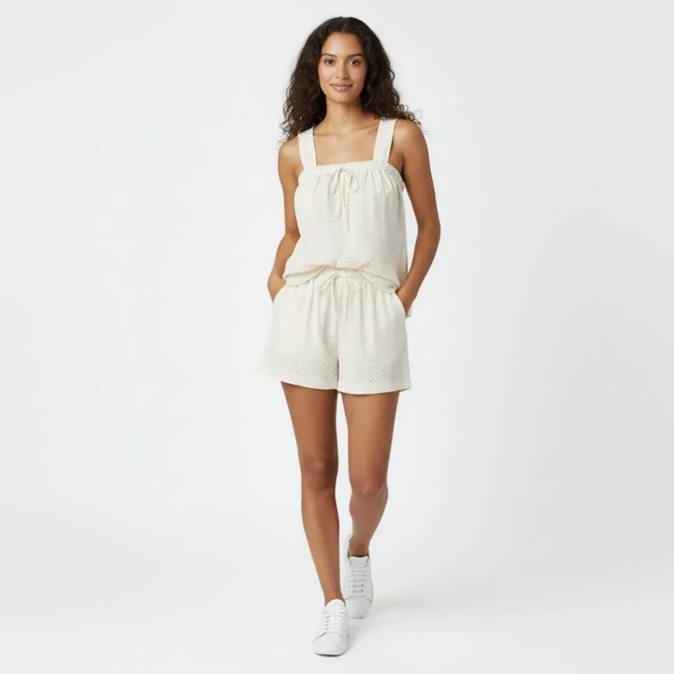Broderie Shirred Top
