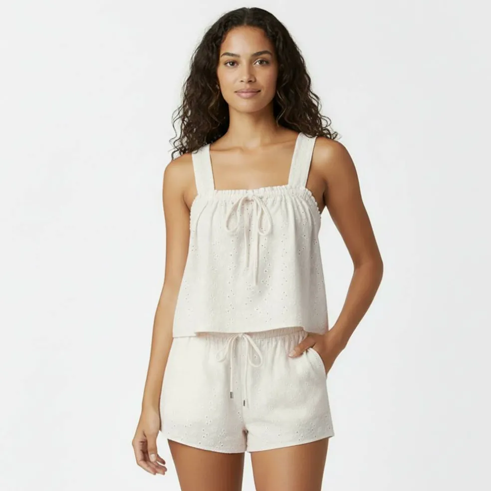 Broderie Shirred Top
