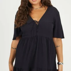 BS Plus Size Midi Dress with Tie Detail