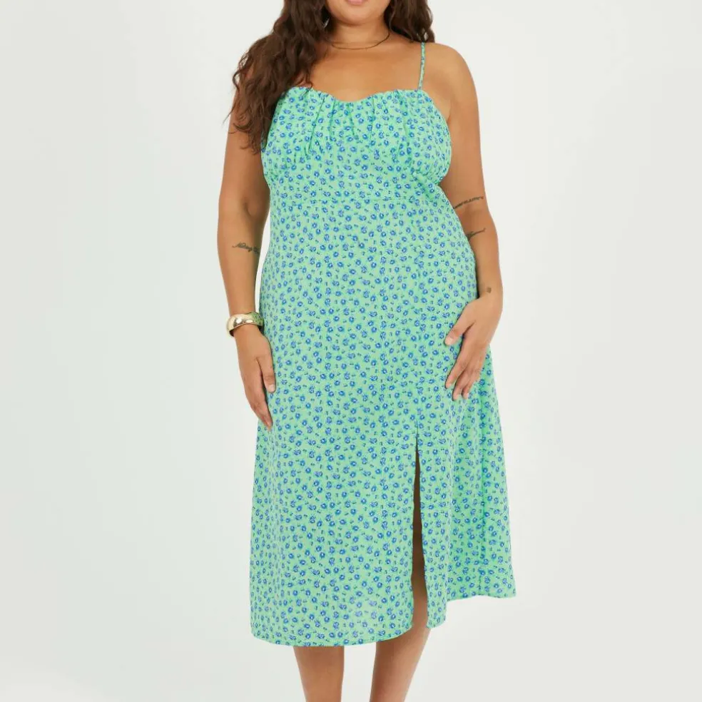 BS Plus Size Strappy Floral Midi Dress with Split Detail