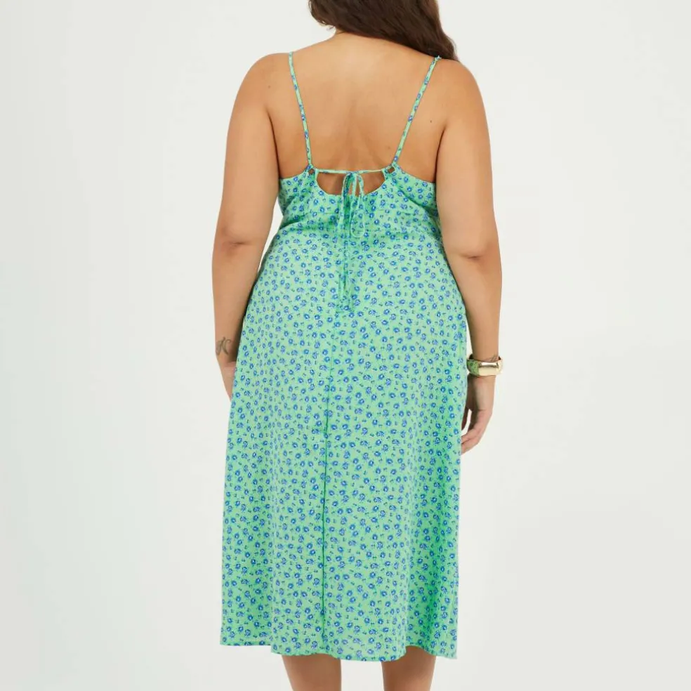 BS Plus Size Strappy Floral Midi Dress with Split Detail