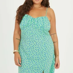 BS Plus Size Strappy Floral Midi Dress with Split Detail
