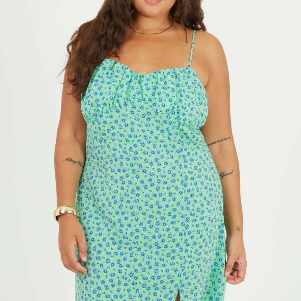 BS Plus Size Strappy Floral Midi Dress with Split Detail