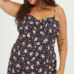 BS Plus Size Strappy Floral Midi Dress with Split Detail