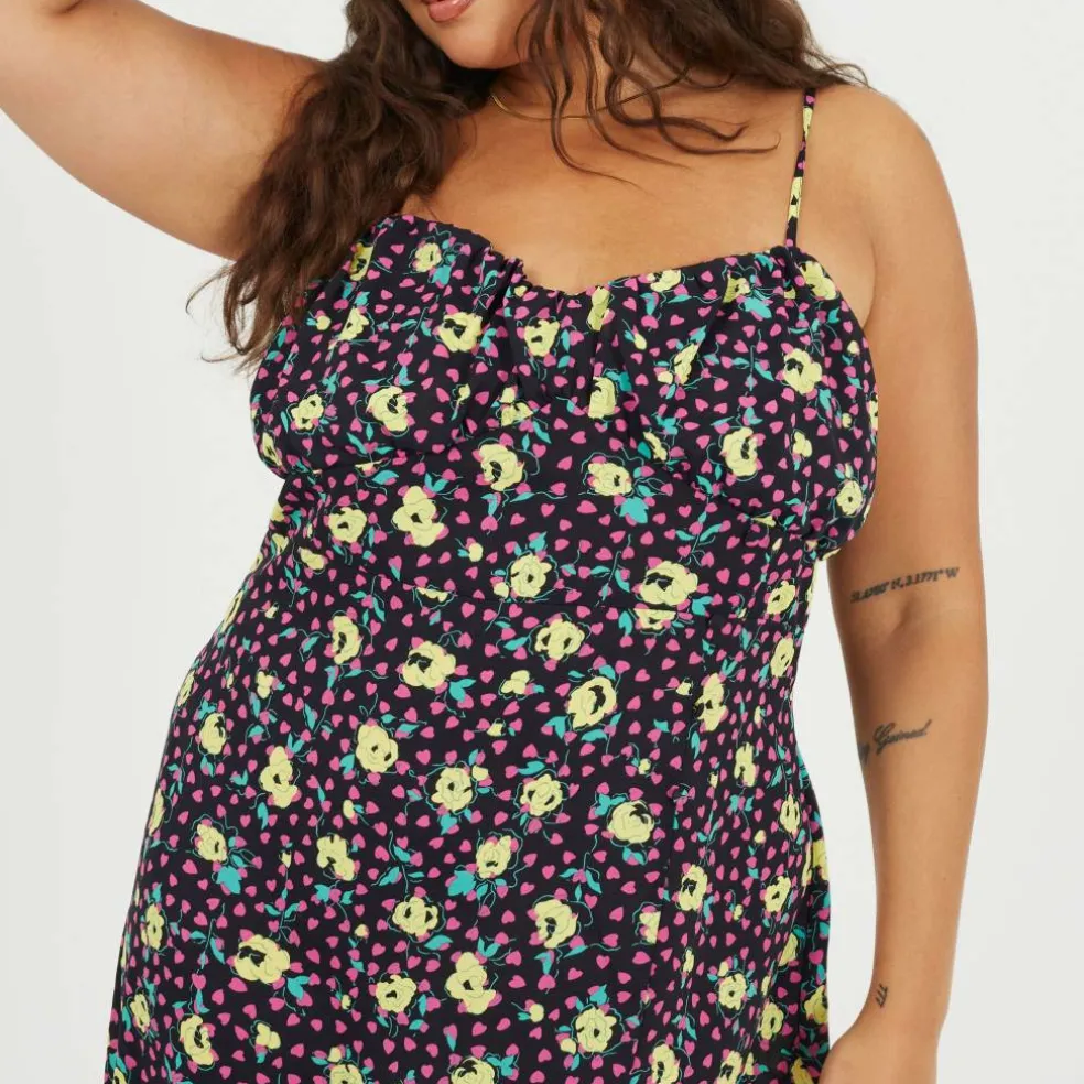 BS Plus Size Strappy Floral Midi Dress with Split Detail
