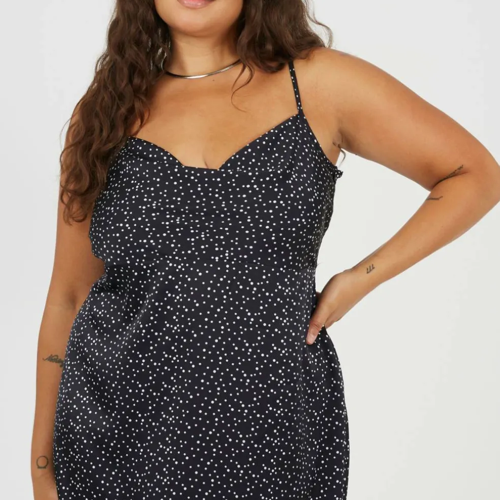 BS Plus Size Strappy Printed Midi Dress with Cowl Neck