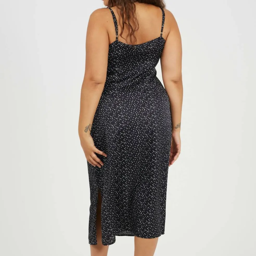 BS Plus Size Strappy Printed Midi Dress with Cowl Neck