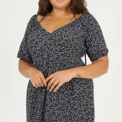 BS Plus Size Tiered Floral Midi Dress with Adjustable Sleeves