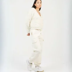 BS Womens Cream Jersey Cargo Trousers
