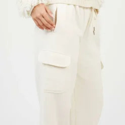 BS Womens Cream Jersey Cargo Trousers