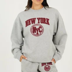 BS Womens Crew Neck Sweatshirt with New York Embroidery.
