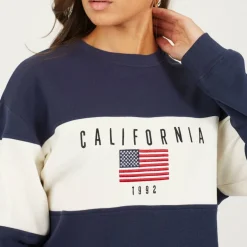 BS Womens Crew Neck Sweatshirt with California Embroidery.