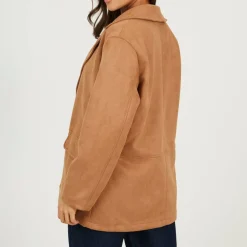 BS Womens Faux Suede Tan Blazer