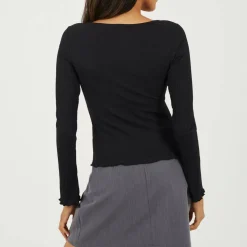 BS Womens Long Sleeve Scoop Neck Top with Bow Detail.