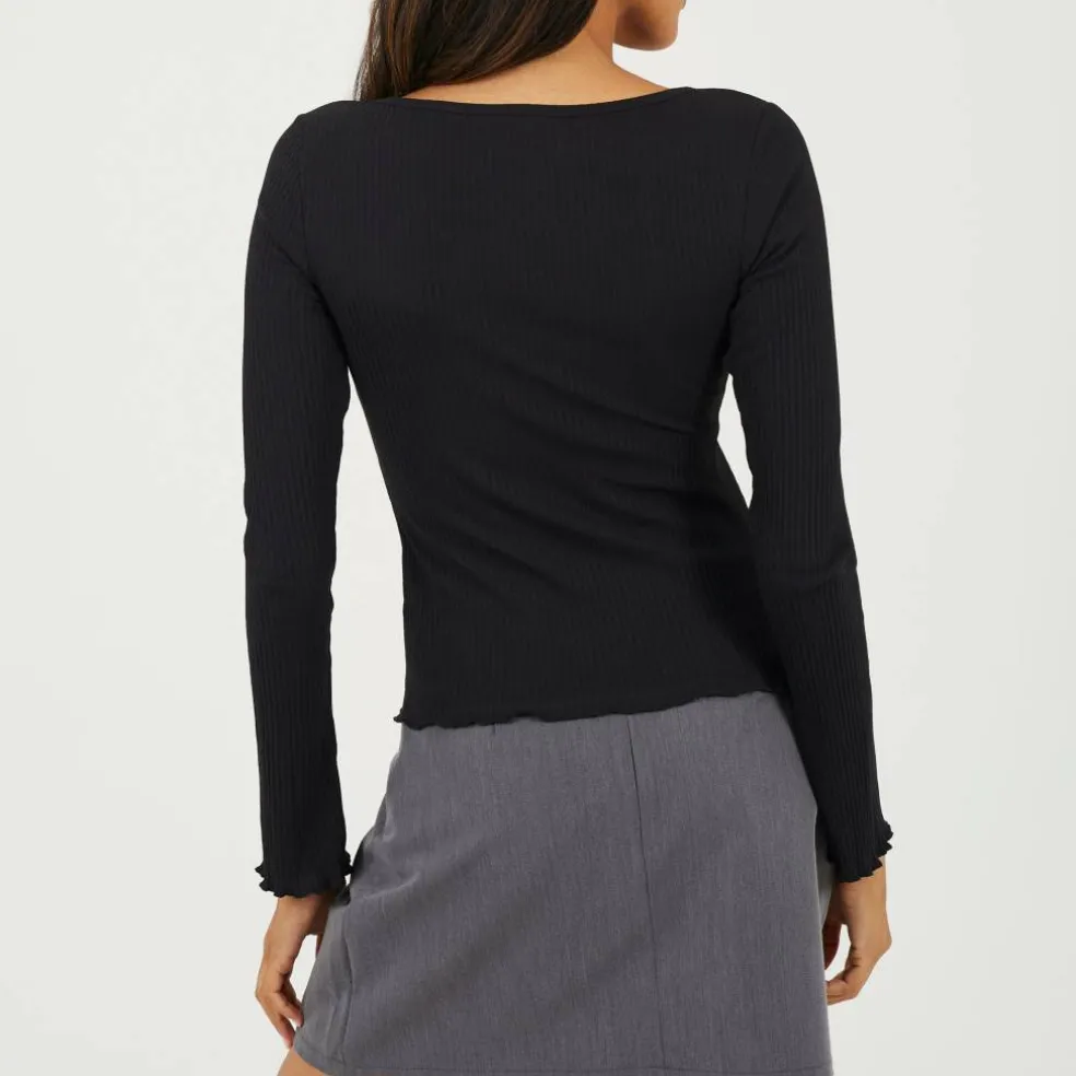 BS Womens Long Sleeve Scoop Neck Top with Bow Detail.