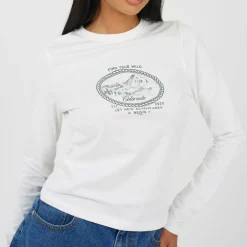 BS Womens Long Sleeve Top withn Printed Chest Design
