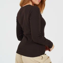 BS Womens Long Sleeve V-Neck Ribbed Top