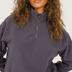 BS Womens Mid Zip High Neck Fleece Sweatshirt