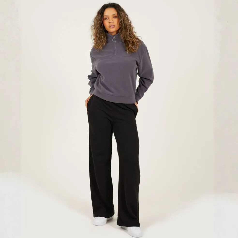 BS Womens Mid Zip High Neck Fleece Sweatshirt