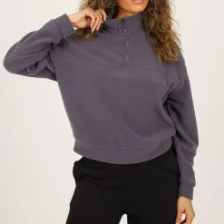 BS Womens Mid Zip High Neck Fleece Sweatshirt