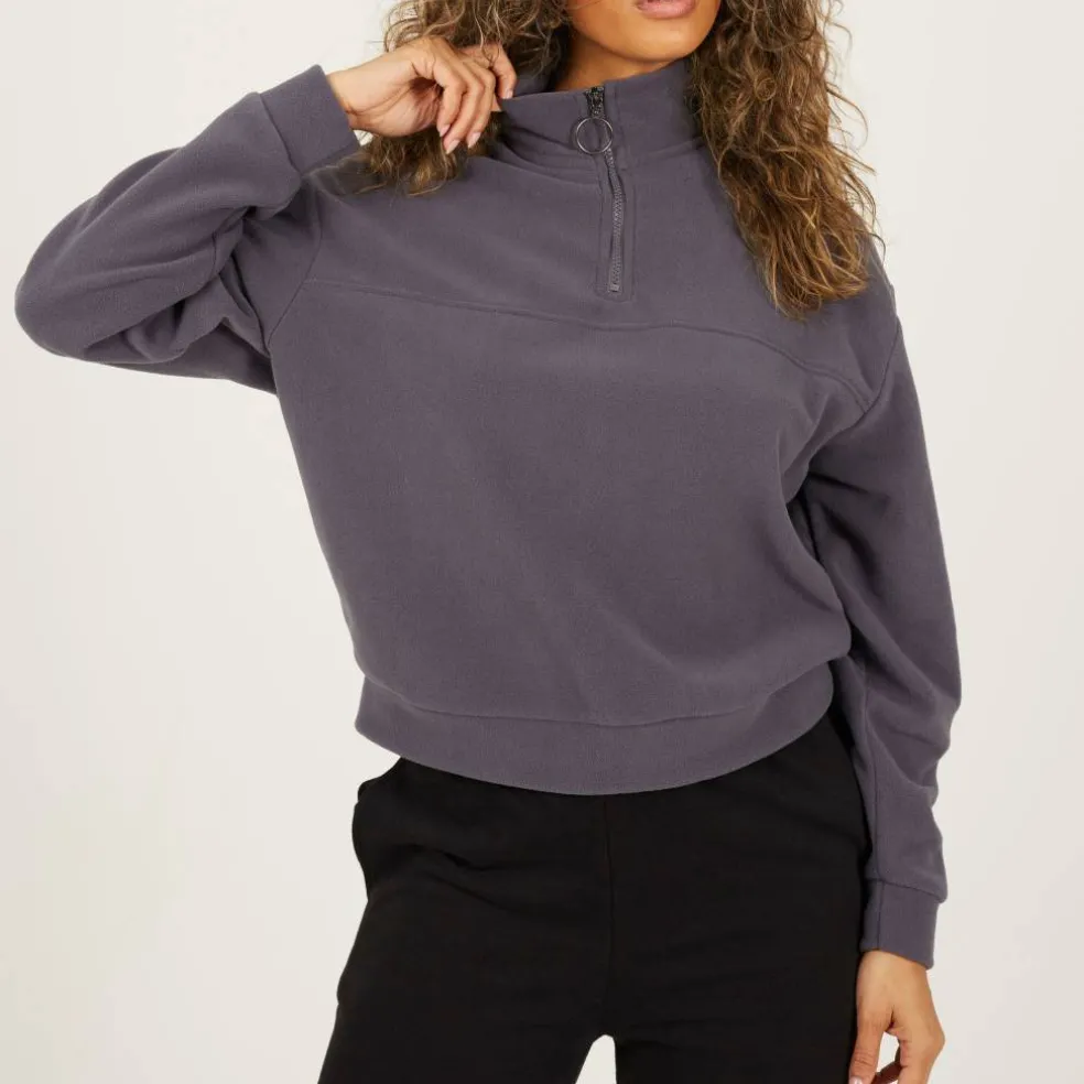 BS Womens Mid Zip High Neck Fleece Sweatshirt
