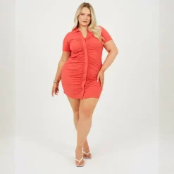 BS Womens Plus Size Jersey Short Sleeve Shirt Dress