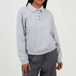 BS Womens Quarter Button Down Sweatshirt with Collar