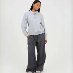 BS Womens Quarter Button Down Sweatshirt with Collar