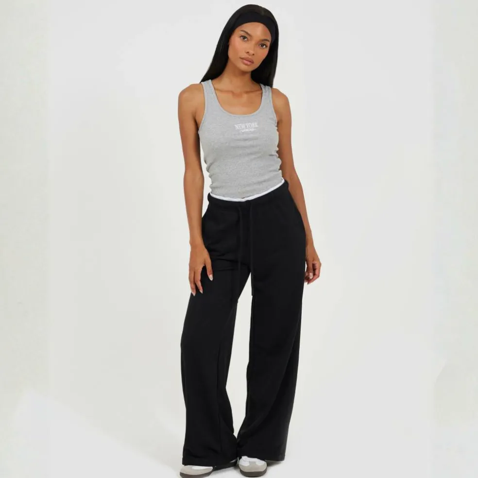 BS Womens Wide Leg Jogger with Contrast Double Waistband Detail