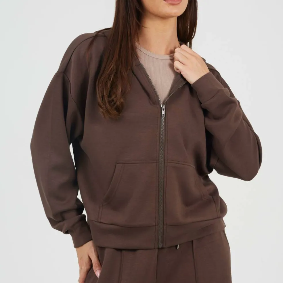 BS Womens Zip Through Hooded Scuba Sweatshirt