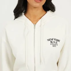 BS Womens Zip Through Hooded Sweatshirt with New York Embroidery