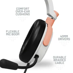 C6-100 Burst Gaming Headset PS4 PS5 XBOX Switch & PC - Peach & White