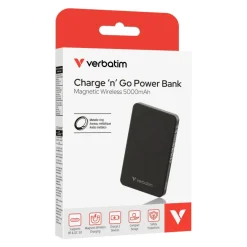 Charge n Go Essentials Power Bank 5000mAh Magnetic Wireless Charging - Black