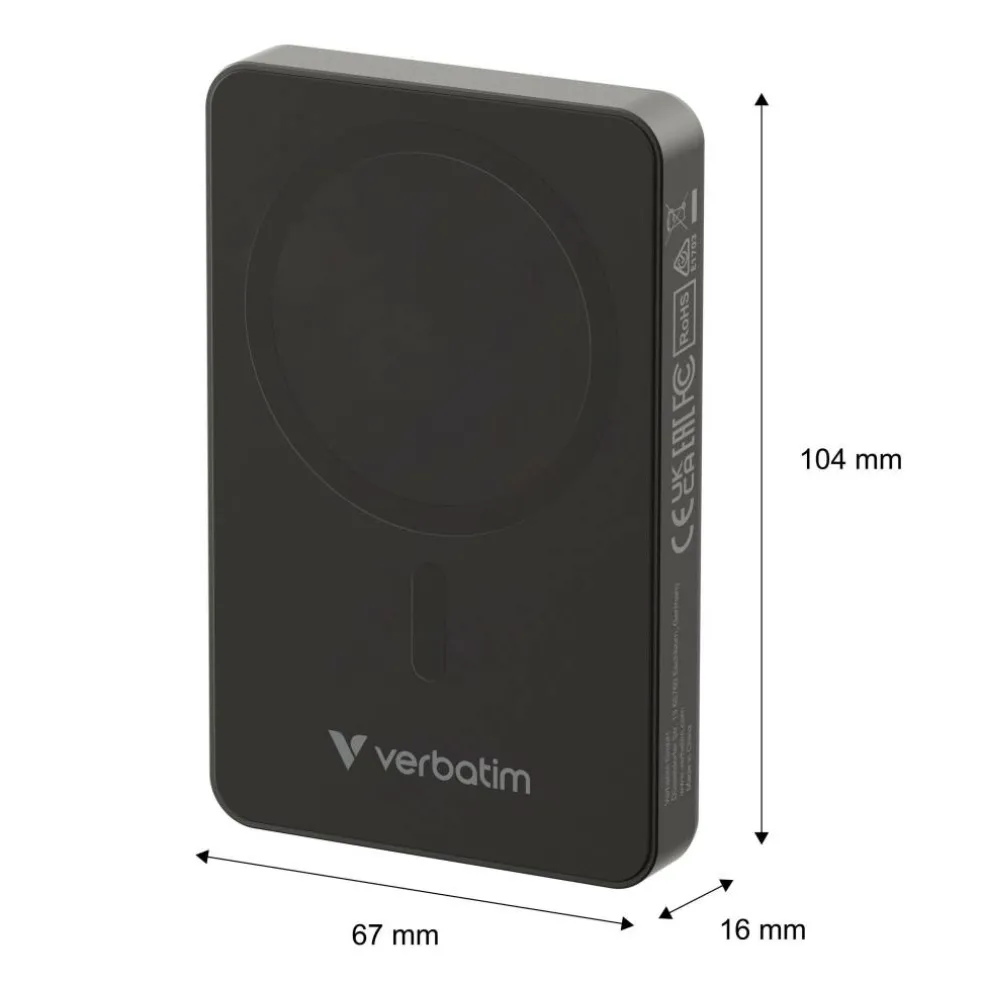 Charge n Go Power Bank 10000mAh Magnetic Wireless Charging - Black