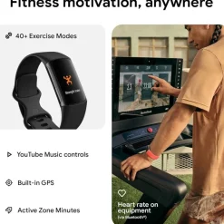 Charge 6 Fitness Obsidian Black Tracker with Heart Rate GPS Premium Membership and Health Tools