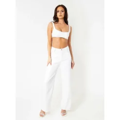 Contrast Stitch Straight Leg Trousers