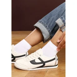 Court Lace up Trainer with Stripe detail