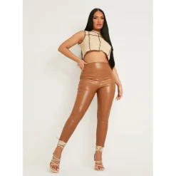 Croc Print High Waisted Vegan Leather Leggings