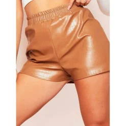 Croc Print Vegan Leather Shorts