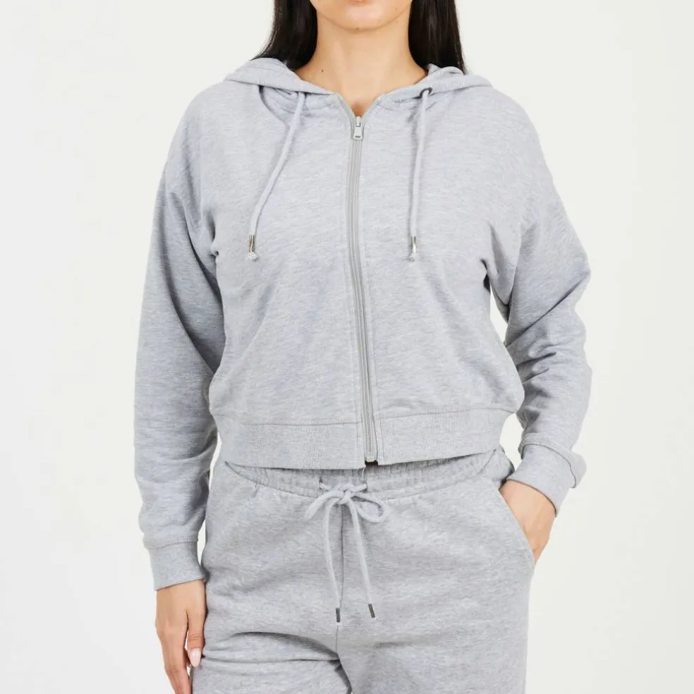 Cropped Zip Through Hoodie with Pockets