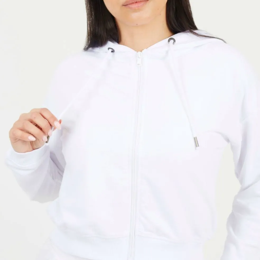 Cropped Zip Through Hoodie with Pockets