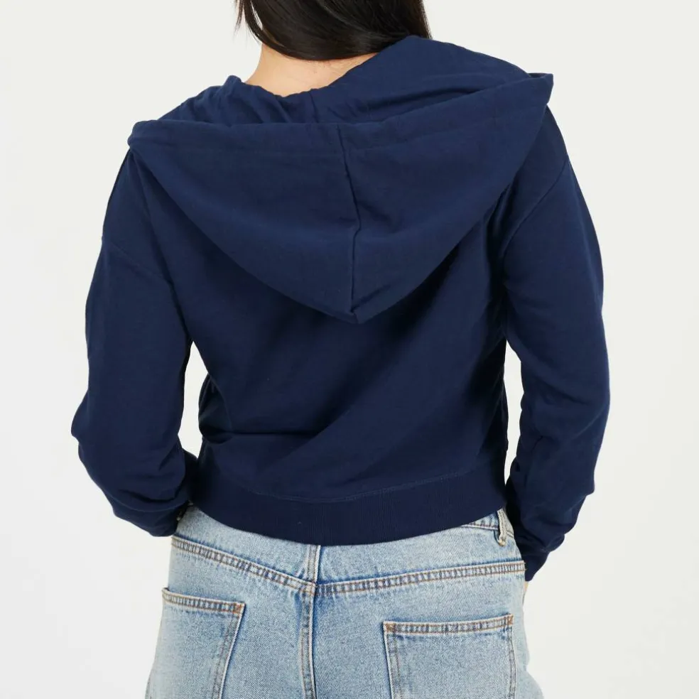 Cropped Zip Through Hoodie with Pockets