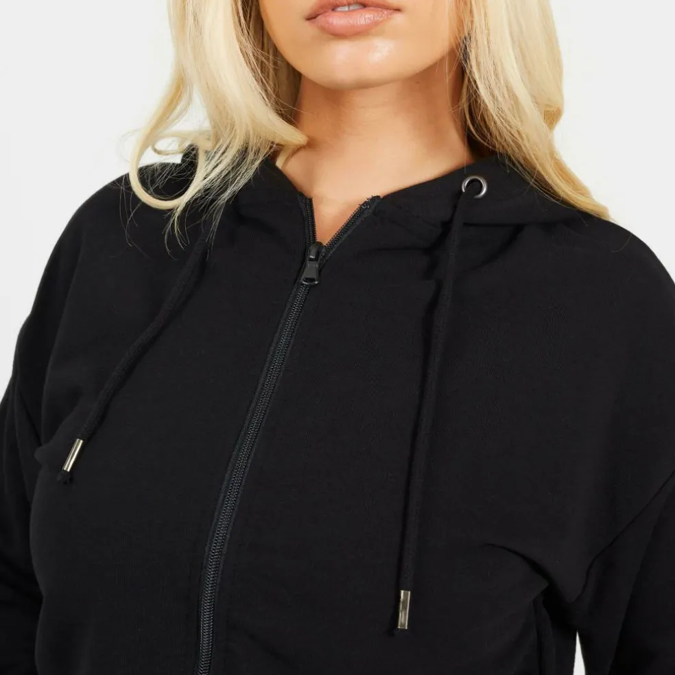Cropped Zip Through Hoodie with Pockets