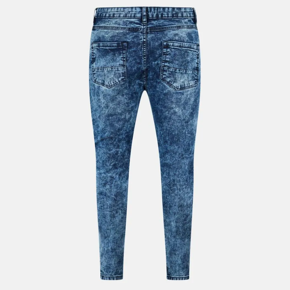 Dark Blue Wash Biker Jean with Panel Details