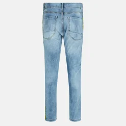 Distressed Denim Jean with Side Tape Detail