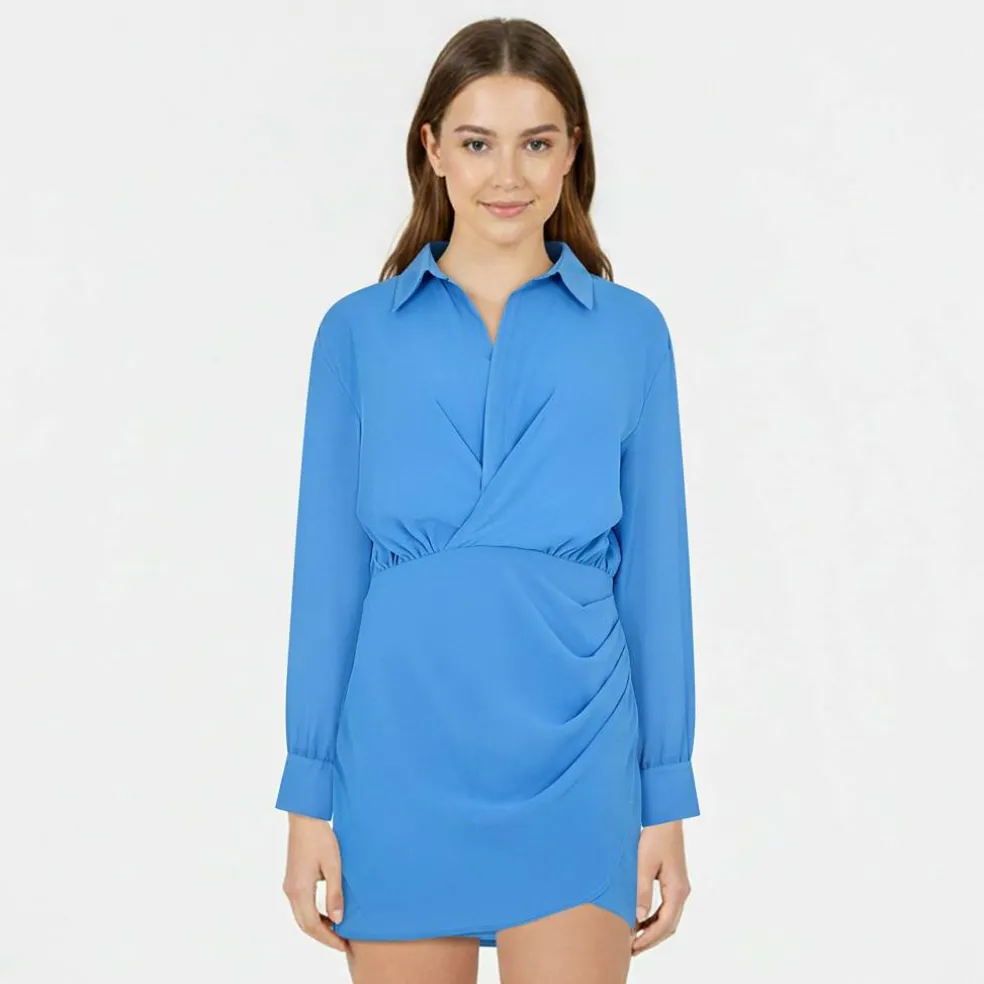 Draped Shirt Dress