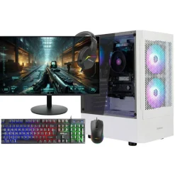 Entity Excalibur Core Gaming PC Bundle - AMD Ryzen 5 5500GT 16GB 512GB SSD - White