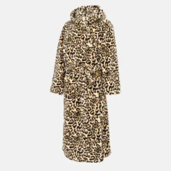 Fleece Robe Leopard Pattern Women
