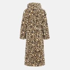 Fleece Robe Leopard Pattern Women